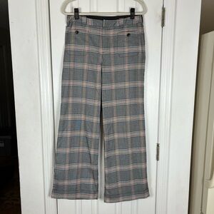 Melissa Paige Plaid Straight Wide Leg Trouser Pants